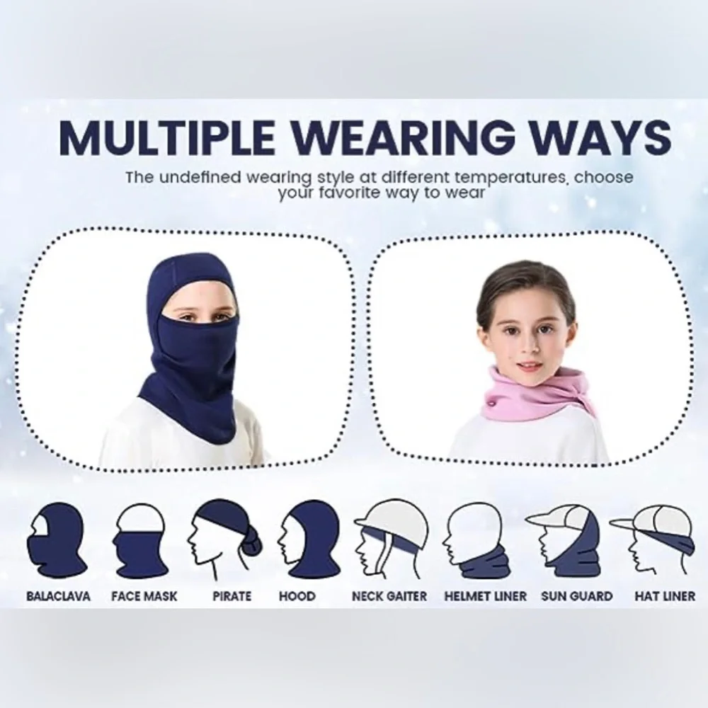 NWT Kids Balaclava Face Mask Windproof Ski Face Neck Warmer for Cold Weather
